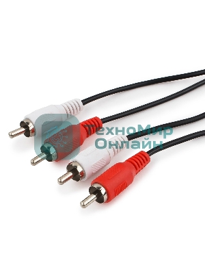 Кабель аудио Cablexpert CCA-2R2R-5M-N, 2xRCA/2xRCA, 5м, черный, пакет