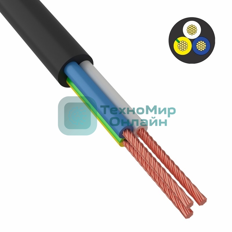 Провод соединительный ПВС 3х0,75 мм² 200 м черный ГОСТ 7399-97