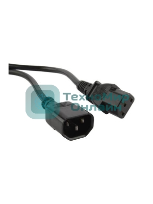 Кабель Hyperline PWC-IEC13-IEC14-1.0-BK Кабель питания монитор-компьютер IEC 320 C13 - IEC 320 C14 (3x0.75), 1 м