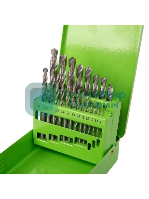 Набор сверл по металлу Сибртех, 1-10 мм (через 0,5 мм,3.2,4.8 мм), HSS, 21шт, мет.бокс, цилин.хв