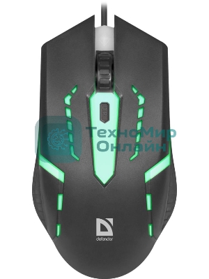 Мышь проводная Defender Hit MB-601 черный, 1200 dpi, USB, кнопки - 4