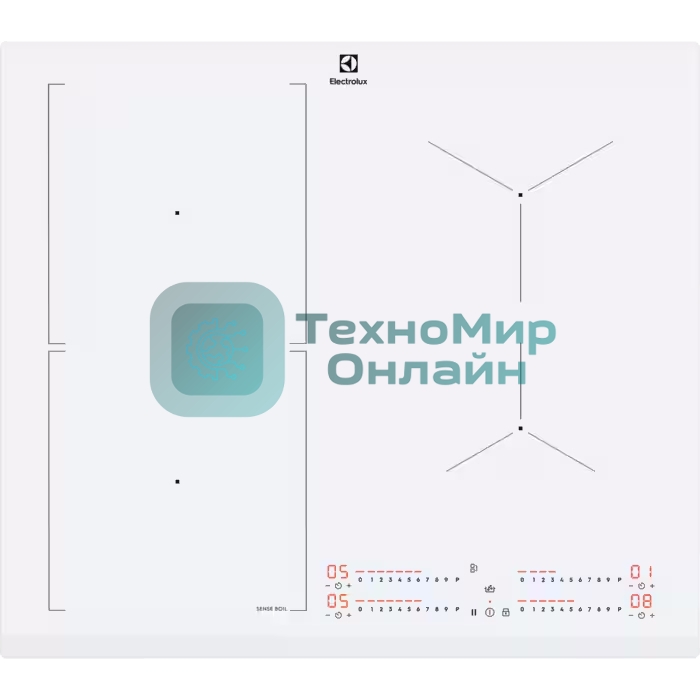 Индукционная варочная панель Electrolux CIS62450FW на 4 конфорки, сенсорный слайдер DirectAccess, SenseCookBoil,Stop&Go, PowerBoost и Bridge, мощность: 7.8-11.7 кВт, независимая установка, размеры (ШхГ): 59x52 см,белый