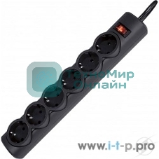 Сетевой фильтр Defender DFS 155/6 розеток/черный/5.0 м