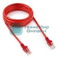 Патч-корд UTP Cablexpert cat.5e, 3м, литой, многожильный, красный