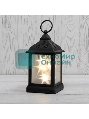 Декоративный фонарь Neon-night 11х11х22,5 см, черный корпус, теплый белый цвет свечения с эффектом мерцания