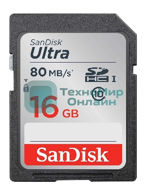 Флеш карта SDHC 16Gb Class10 Sandisk SDSDUNC-016G-GN6IN Ultra 80