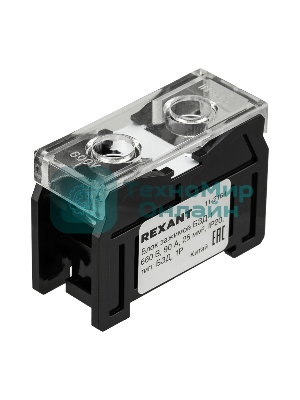 Блок зажимов клеммный Rexant БЗД 1-полюсный 25 мм2 90A на DIN-рейку