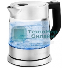 Чайник электрический Kitfort КТ-647 1л. 2200Вт нержавеющая сталь/черный (корпус: стекло)