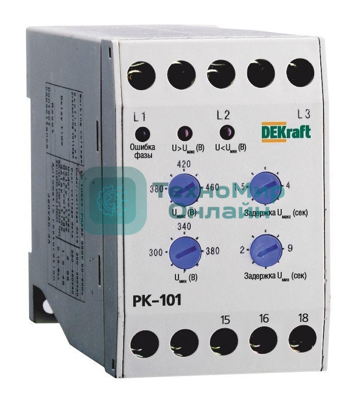 Реле контроля фаз 380В тип01 серии РК-101 DEKraft 23300DEK