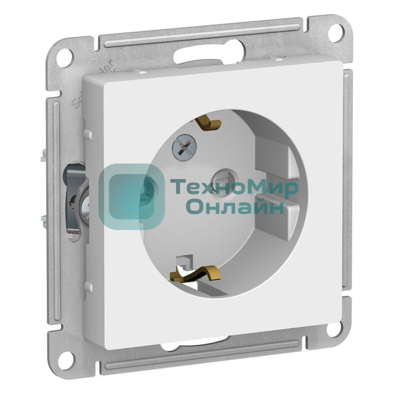 Розетка с заземлением со шторками Schneider-electric ATN000145 ATLASDESIGN, 16А, механизм, БЕЛЫЙ