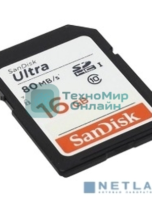 Флеш карта SDHC 16Gb Class10 Sandisk SDSDUNC-016G-GN6IN Ultra 80