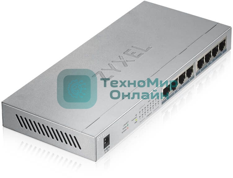 Коммутатор Zyxel GS1008HP Switch PoE +, 8xGE PoE +, tabletop, metal, silent, budget PoE 60 W