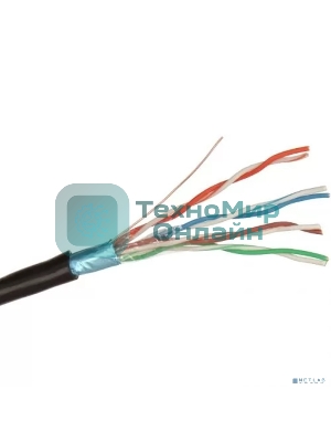 Кабель Exegate FTP 4 пары кат.5e, медь, экран, внешн. прокладка, без троса, бухта 305м, черный, PE