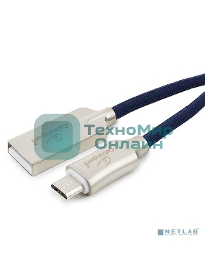 Кабель USB2.0 Cablexpert CC-P-mUSB02Bl-1M, AM/microB, серия Platinum, длина 1м, синий, блистер