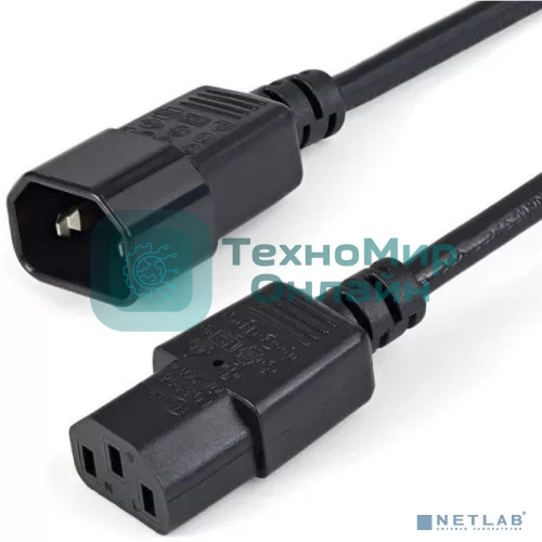 Кабель питания Filum FL-PC10-C13-C14-0.6M С13- C14, 3х0.75мм?, 220В, 10A, чёрный, 0.6 м. [FL-PC10-C13-C14-0.6M]