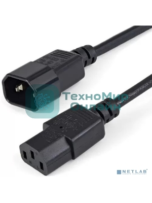 Кабель питания Filum FL-PC10-C13-C14-0.6M С13- C14, 3х0.75мм?, 220В, 10A, чёрный, 0.6 м. [FL-PC10-C13-C14-0.6M]