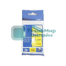 Наклейка ламинированная Brother TZe-611 (6 мм черн/желт, аналог TZ-611)