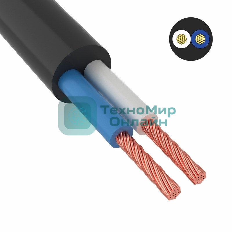 Провод соединительный ПВС 2х2,5 мм² 100 м черный ГОСТ 7399-97