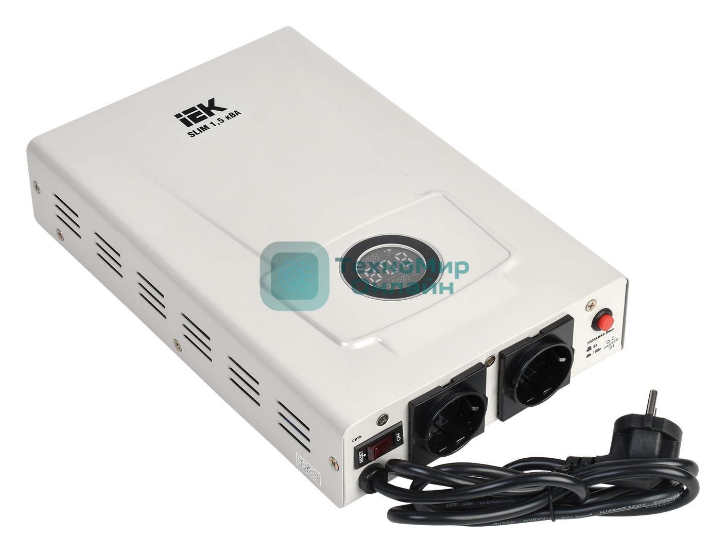 Стабилизатор напряжения IEK Slim 1.5кВА однофазный белый (IVS22-1-D15-09)