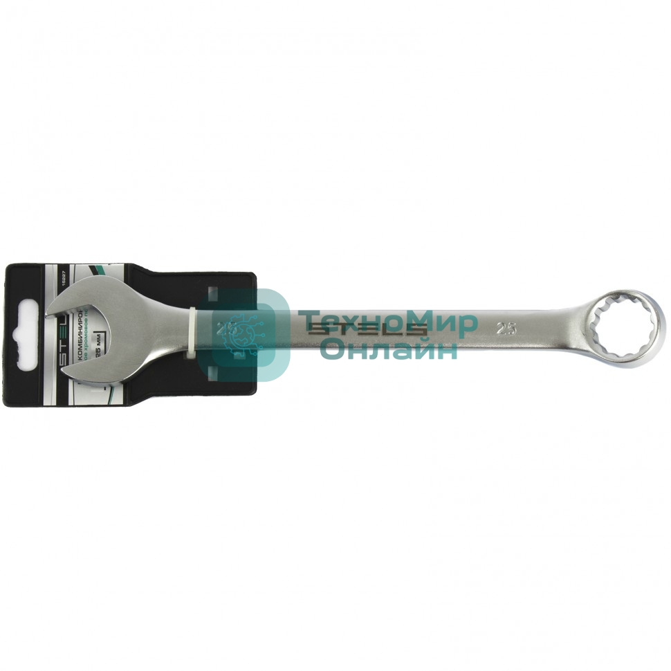 Ключ комбинированный, 25 мм, CrV, матовый хром Stels
