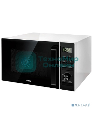 Микроволновая печь BBK 25MWC-992T/WB белый/черный, 25 л, 900 Вт, переключатели - кнопки, поворотный механизм