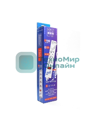 Сетевой фильтр Power Cube B 0,5 м 5 розеток (белый) 10А/2,2кВт