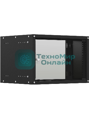 Шкаф коммутационный NTSS Lime (NTSS-WL6U5560GS-BL) настенный 6U 550x600 мм пер. дв. стекл несъемн. бок. пан. 30 кг черный 520 мм 12 кг 110 град. 500 мм IP20
