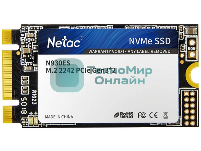 Накопитель SSD Netac N930ES, 1Tb, PCIe 3.1 x2, M.2 2242, NVMe, R/W 1650/1500