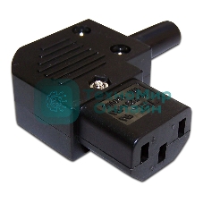 Вилка IEC 60320 C13, 10A, 250V, угловая, разборная, черная