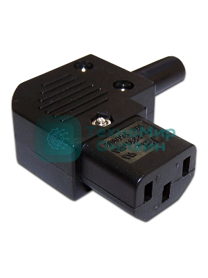 Вилка IEC 60320 C13, 10A, 250V, угловая, разборная, черная