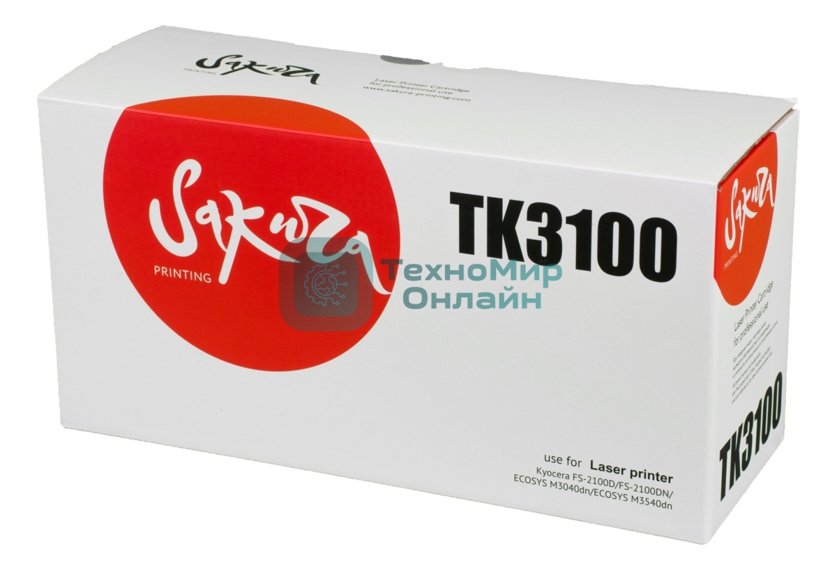 Картридж лазерный Sakura TK3100 для Kyocera FS-2100D, FS-2100DN, ECOSYS M3040dn, ECOSYS M3540dn, черный, 12500 к.