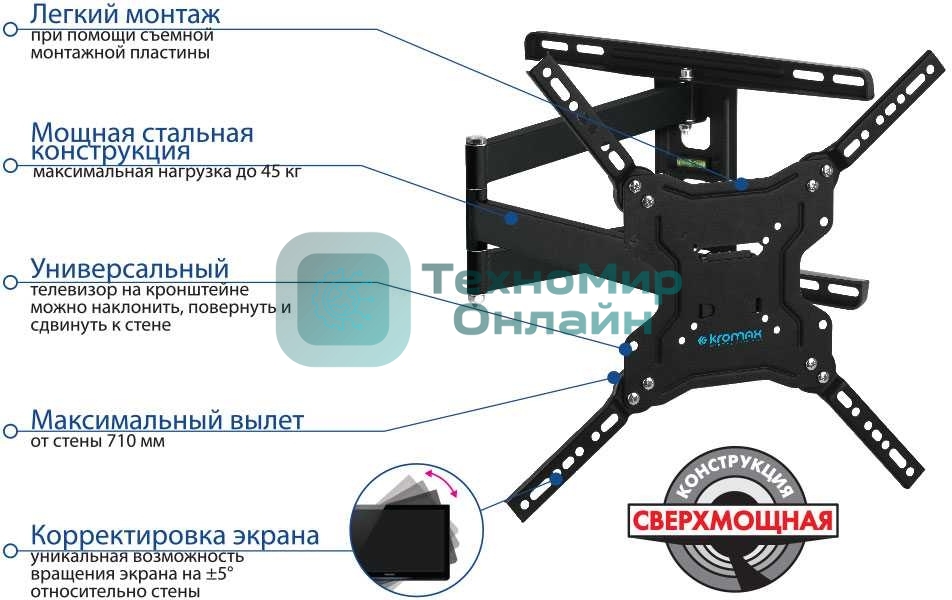 Кронштейн для LED/LCD телевизоров Kromax DIX-19 черный