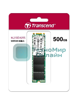 Накопитель SSD M.2 Transcend 500Gb MTS825 TS500GMTS825S (SATA3, up to 530/480MBs, 3D NAND, 180TBW, 22x80мм)