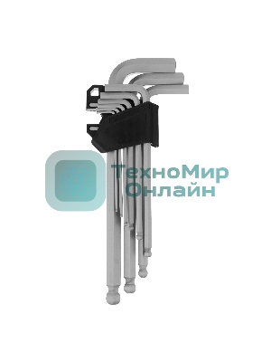 Набор ключей имбусовых Сибртех HEX, 2-12 мм, CrV, 9 шт., удлиненные, с шаром