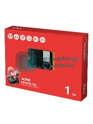 Накопитель SSD ADATA XPG GAMMIX S55, 1Tb, PCIe 4.0 x4, 2230, NVMe, R/W 5000/3700