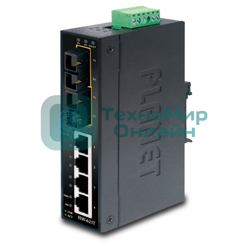 Коммутатор для монтажа в DIN рейку PLANET Technology ISW-501T IP30 Slim Type 5-Port Industrial Fast Ethernet Switch (-40 to 75 degree C)