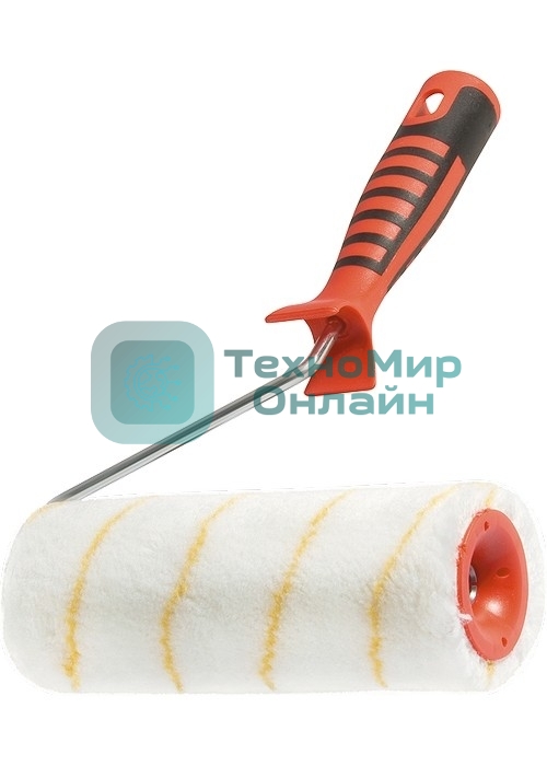 Валик в сборе Matrix полиакрил желтая полоса с двухком.руч., 180мм, ворс 12мм, D 48мм, Dруч.6 мм