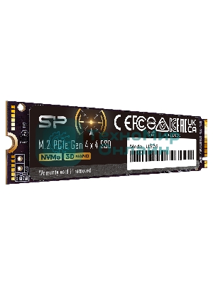 Накопитель SSD Silicon Power US75 SP02KGBP44US7505, 2Tb, PCIe 4.0 x4, M.2 2280, NVMe, R/W 7000/6500