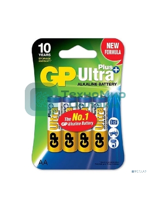 Алкалиновые батарейки c технологией G-tech GP Ultra Plus Alkaline 15А AА - 4 шт. на блистере