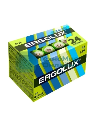 Элемент питания алкалиновый Ergolux LR6 Alkaline BP-24 (уп.24шт)