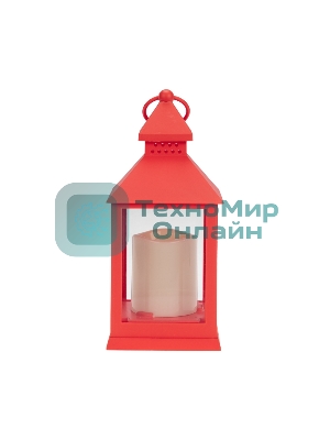 Декоративный фонарь Neon-night со свечкой, красный корпус, размер 10,5х10,5х24см, теплый белый