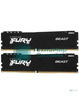 Оперативная память Kingston Fury Beast, DDR4, 16GB (2x8GB), 3200MHz, CL16, DIMM, с радиатором, черный