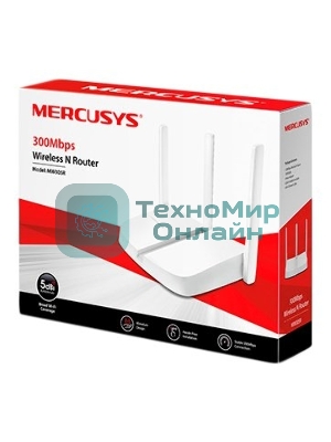 Маршрутизатор Mercusys MW305R Wi-Fi роутер 300 Мбит/с 2,4 ГГц, 1 порт WAN 10/100 Мбит/с + 4 порта LAN 10/100 Мбит/с, 2 фиксированные антенны