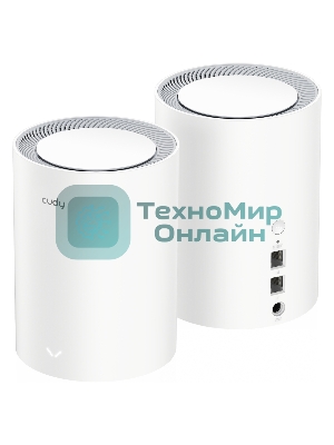 Бесшовный Mesh роутер Cudy M1800 (M1800 2-PACK) AX1800 10/100/1000BASE-TX/Wi-Fi белый (упак.:2шт)