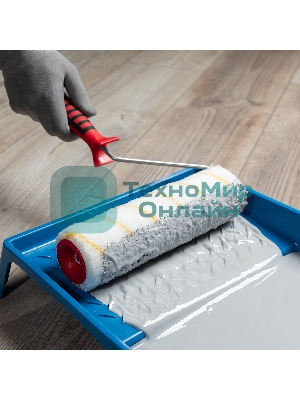 Валик в сборе Matrix полиакрил желтая полоса с двухком.руч., 250мм, ворс 12мм, D 48мм, Dруч.6 мм