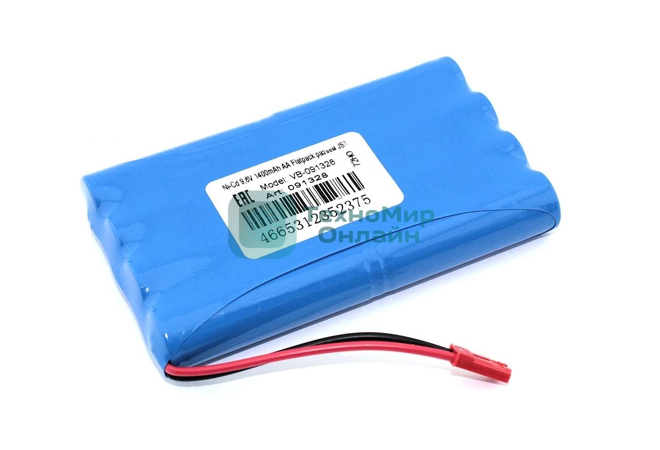Портативный аккумулятор Ni-Cd 9,6V 1400mAh AA Flatpack разъем JST