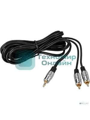 Шнур Rexant Стерео 3,5 мм - 2 RCA 3 м (GOLD-металл)