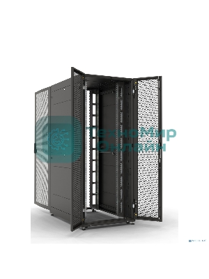 Шкаф серверный ПРОФ напольный 42U (800x1000) дверь перфор. 2 шт., черный, в сборе (ШТК-СП-42.8.10-44АА-9005)