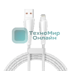 Кабель Rexant USB-A - Lightning для Apple, 2,4А, 1м, в белой нейлоновой оплетке