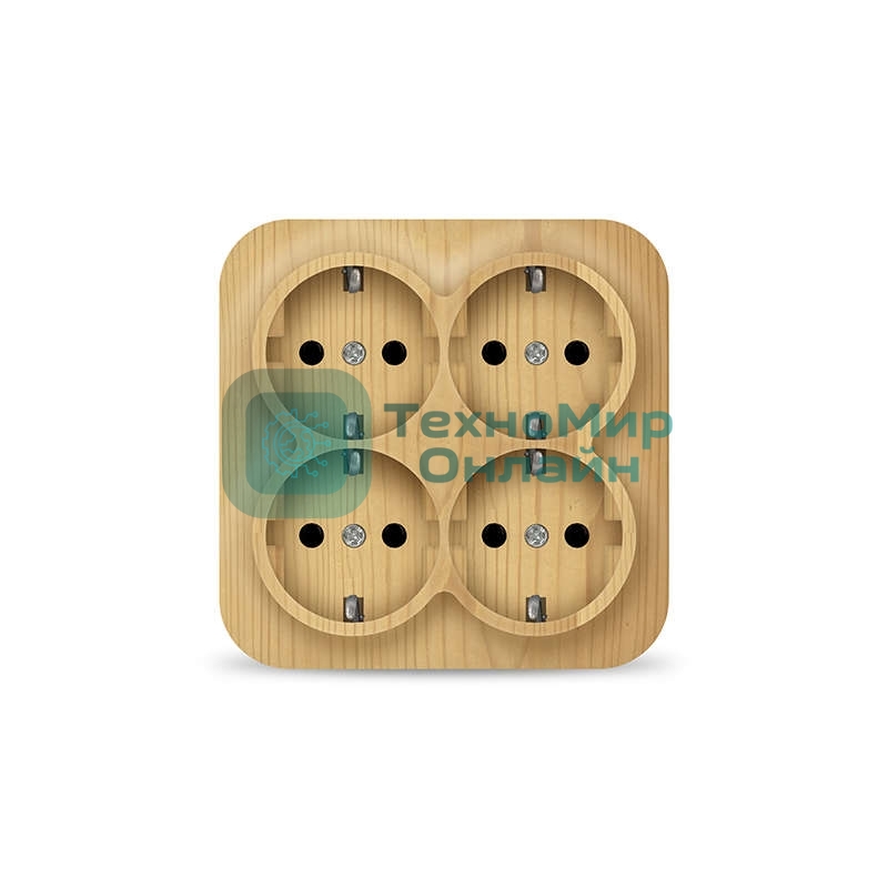 Розетка 4-м ОП 16А IP20 с заземл. сосна квадрат IONICH 1459